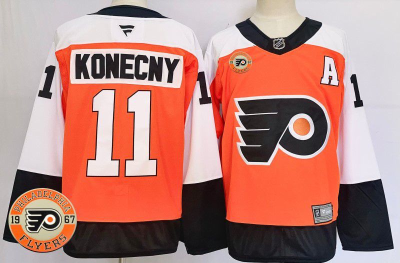 Men Philadelphia Flyers #11 Konecny Orange Fanatics 2025 NHL Jersey style 1